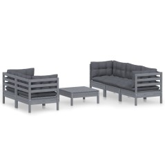 vidaXL Set Divani da Giardino 6 pz con Cuscini Antracite Legno di Pino