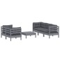 vidaXL Set Divani da Giardino 6 pz con Cuscini Antracite Legno di Pino