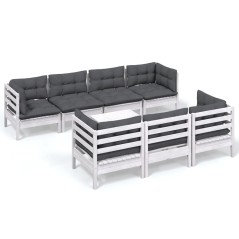 vidaXL Set Salotto da Giardino con Cuscini 8 pz Legno Massello di Pino