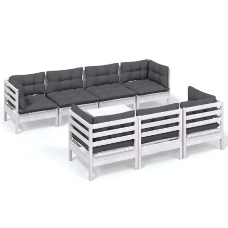 vidaXL Set Salotto da Giardino con Cuscini 8 pz Legno Massello di Pino