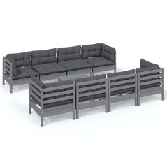vidaXL Set Salotto Giardino con Cuscini 9 pz in Legno Massello di Pino