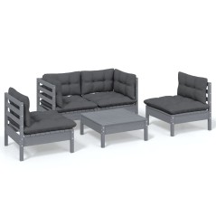 vidaXL Set Divani da Giardino 5 pz con Cuscini Legno Massello di Pino