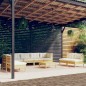 vidaXL Set Divani da Giardino 9 pz con Cuscini Crema in Massello di Pino vidaXL Set Divani da Giardino 9 pz con Cuscini Crema in Massello di Pino