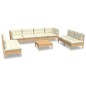 vidaXL Set Divani da Giardino 9 pz con Cuscini Crema in Massello di Pino vidaXL Set Divani da Giardino 9 pz con Cuscini Crema in Massello di Pino