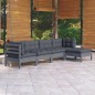 vidaXL Set Divani da Giardino 5 pz con Cuscini Grigi Massello di Pino vidaXL Set Divani da Giardino 5 pz con Cuscini Grigi Massello di Pino