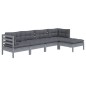 vidaXL Set Divani da Giardino 5 pz con Cuscini Grigi Massello di Pino vidaXL Set Divani da Giardino 5 pz con Cuscini Grigi Massello di Pino