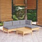 vidaXL Set Divani da Giardino 5 pz con Cuscini Grigi Massello di Pino