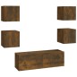 Set di Mobili TV a Parete Rovere Fumo in Legno Multistrato Set di Mobili TV a Parete Rovere Fumo in Legno Multistrato