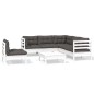 vidaXL Set Divani da Giardino 6 pz con Cuscini Bianchi Legno di Pino vidaXL Set Divani da Giardino 6 pz con Cuscini Bianchi Legno di Pino