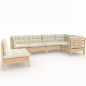 vidaXL Set Salotto da Giardino 6 pz con Cuscini Crema Legno di Pino