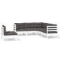 vidaXL Set Divani da Giardino 5 pz con Cuscini Bianchi Legno di Pino vidaXL Set Divani da Giardino 5 pz con Cuscini Bianchi Legno di Pino