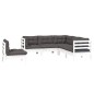 vidaXL Set Divani da Giardino 5 pz con Cuscini Bianchi Legno di Pino vidaXL Set Divani da Giardino 5 pz con Cuscini Bianchi Legno di Pino
