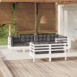vidaXL Set Divani da Giardino 7 pz con Cuscini Bianchi Legno di Pino vidaXL Set Divani da Giardino 7 pz con Cuscini Bianchi Legno di Pino