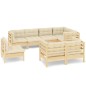 vidaXL Set Divani da Giardino 8 pz con Cuscini Crema in Massello di Pino vidaXL Set Divani da Giardino 8 pz con Cuscini Crema in Massello di Pino