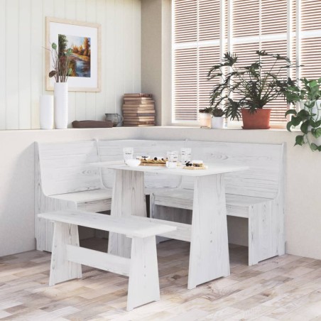 vidaXL Set da Pranzo 3 pz REINE Bianco in Legno Massello di Pino