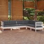 vidaXL Set Divani da Giardino 6 pz con Cuscini Bianchi Legno di Pino vidaXL Set Divani da Giardino 6 pz con Cuscini Bianchi Legno di Pino