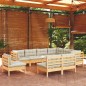 vidaXL Set Divani da Giardino 9 pz con Cuscini Crema Massello di Pino vidaXL Set Divani da Giardino 9 pz con Cuscini Crema Massello di Pino