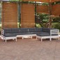 vidaXL Set Divani da Giardino 9 pz con Cuscini Bianchi Legno di Pino vidaXL Set Divani da Giardino 9 pz con Cuscini Bianchi Legno di Pino
