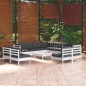 vidaXL Set Divani da Giardino 12 pz con Cuscini Bianchi Legno di Pino vidaXL Set Divani da Giardino 12 pz con Cuscini Bianchi Legno di Pino