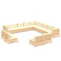 vidaXL Set Divani da Giardino 13 pz con Cuscini Crema Massello di Pino vidaXL Set Divani da Giardino 13 pz con Cuscini Crema Massello di Pino