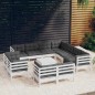 vidaXL Set Divani da Giardino 12 pz con Cuscini Bianchi Legno di Pino vidaXL Set Divani da Giardino 12 pz con Cuscini Bianchi Legno di Pino