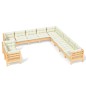 vidaXL Set Divani da Giardino 11 pz con Cuscini Crema Massello di Pino vidaXL Set Divani da Giardino 11 pz con Cuscini Crema Massello di Pino