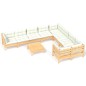 vidaXL Set Divani da Giardino 10 pz con Cuscini Crema Massello di Pino vidaXL Set Divani da Giardino 10 pz con Cuscini Crema Massello di Pino