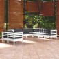 vidaXL Set Divani da Giardino 9 pz con Cuscini Bianchi Legno di Pino vidaXL Set Divani da Giardino 9 pz con Cuscini Bianchi Legno di Pino