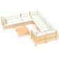 vidaXL Set Salotto da Giardino 9 pz con Cuscini Crema in Legno di Pino