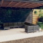 vidaXL Set Divani da Giardino 11pz con Cuscini Massello di Pino Grigio vidaXL Set Divani da Giardino 11pz con Cuscini Massello di Pino Grigio