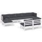 vidaXL Set Divani da Giardino 10 pz con Cuscini Bianchi Legno di Pino vidaXL Set Divani da Giardino 10 pz con Cuscini Bianchi Legno di Pino