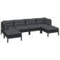 vidaXL Set Divani da Giardino 6 pz con Cuscini Neri in Legno di Pino vidaXL Set Divani da Giardino 6 pz con Cuscini Neri in Legno di Pino