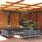 vidaXL Set Divani da Giardino 13 pz con Cuscini Grigi Massello di Pino vidaXL Set Divani da Giardino 13 pz con Cuscini Grigi Massello di Pino