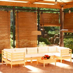 vidaXL Set Salotto da Giardino 8 pz con Cuscini Crema in Legno di Pino
