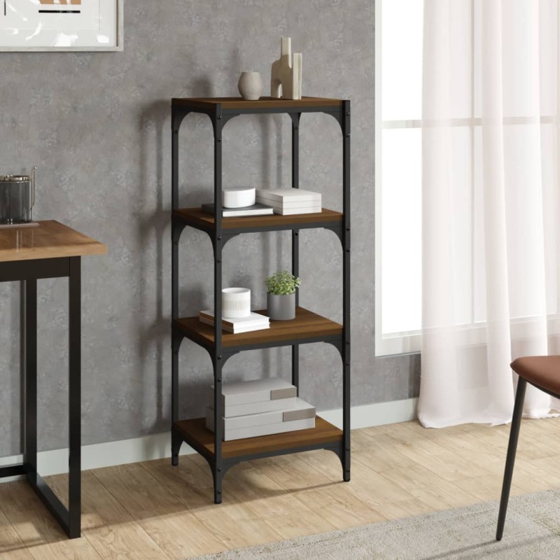 Libreria rovere marrone 40x33x100cm Legno Multistrato e Acciaio Libreria rovere marrone 40x33x100cm Legno Multistrato e Acciaio