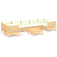 vidaXL Set Salotto da Giardino 8 pz con Cuscini Crema in Legno di Pino