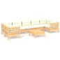 vidaXL Set Salotto da Giardino 8 pz con Cuscini Crema in Legno di Pino