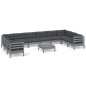 vidaXL Set Divani da Giardino 11 pz con Cuscini Grigi Massello di Pino vidaXL Set Divani da Giardino 11 pz con Cuscini Grigi Massello di Pino