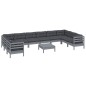 vidaXL Set Divani da Giardino 11 pz con Cuscini Grigi Massello di Pino vidaXL Set Divani da Giardino 11 pz con Cuscini Grigi Massello di Pino
