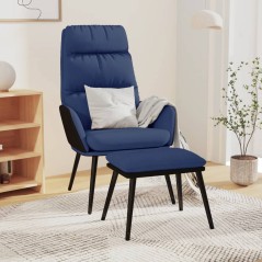 vidaXL Poltrona Relax con Sgabello Blu in Tessuto e Similpelle