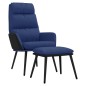 vidaXL Poltrona Relax con Sgabello Blu in Tessuto e Similpelle vidaXL Poltrona Relax con Sgabello Blu in Tessuto e Similpelle