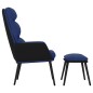 vidaXL Poltrona Relax con Sgabello Blu in Tessuto e Similpelle vidaXL Poltrona Relax con Sgabello Blu in Tessuto e Similpelle