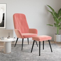vidaXL Poltrona Relax con Poggiapiedi Rosa in Velluto
