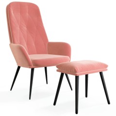 vidaXL Poltrona Relax con Poggiapiedi Rosa in Velluto