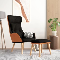 vidaXL Poltrona Relax con Poggiapiedi Nero in Similpelle e Tessuto