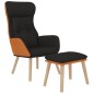 vidaXL Poltrona Relax con Poggiapiedi Nero in Similpelle e Tessuto vidaXL Poltrona Relax con Poggiapiedi Nero in Similpelle e Tessuto