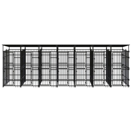 vidaXL Gabbia per Cani da Esterno con Tetto in Acciaio 12,9 m²