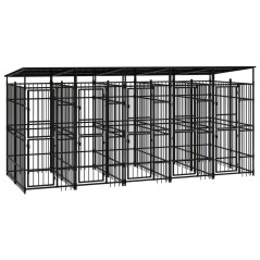 vidaXL Gabbia per Cani da Esterno con Tetto in Acciaio 9,22 m²
