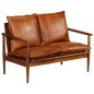 vidaXL Set Divani 3 pz in vera Pelle e Legno Massello Acacia Marrone vidaXL Set Divani 3 pz in vera Pelle e Legno Massello Acacia Marrone