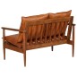 vidaXL Set Divani 3 pz in vera Pelle e Legno Massello Acacia Marrone vidaXL Set Divani 3 pz in vera Pelle e Legno Massello Acacia Marrone